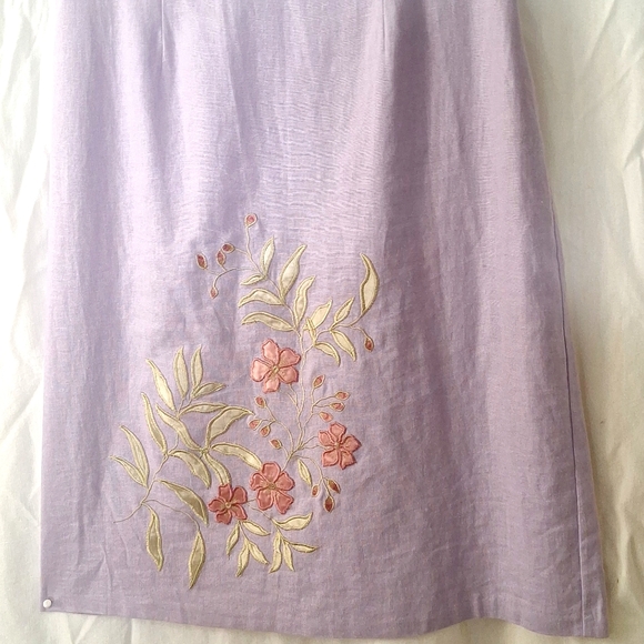3/$20--Vintage Linen Embroidered Sheath Dress, Lavender Sz 6, NWOT - Picture 10 of 15